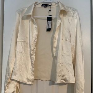 Motel Rocks Estesa Shirt in Satin Ivory